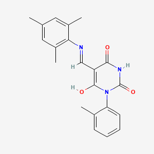 molecular formula C21H21N3O3 B3838734 5-[(mesitylamino)methylene]-1-(2-methylphenyl)-2,4,6(1H,3H,5H)-pyrimidinetrione 