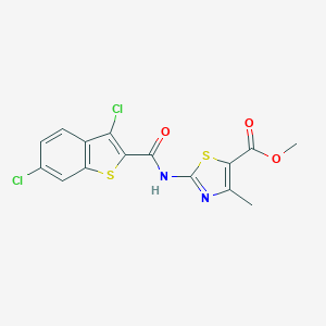 molecular formula C15H10Cl2N2O3S2 B383876 Methyl 2-[(3,6-dichloro-1-benzothiophene-2-carbonyl)amino]-4-methyl-1,3-thiazole-5-carboxylate CAS No. 380890-38-0