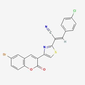 molecular formula C21H10BrClN2O2S B3838796 2-[4-(6-bromo-2-oxo-2H-chromen-3-yl)-1,3-thiazol-2-yl]-3-(4-chlorophenyl)acrylonitrile 