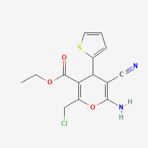 molecular formula C14H13ClN2O3S B3838833 ethyl 6-amino-2-(chloromethyl)-5-cyano-4-(2-thienyl)-4H-pyran-3-carboxylate 