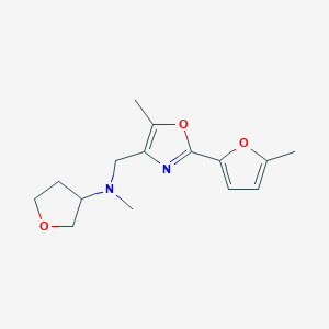 molecular formula C15H20N2O3 B3838844 N-methyl-N-[[5-methyl-2-(5-methylfuran-2-yl)-1,3-oxazol-4-yl]methyl]oxolan-3-amine 