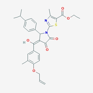 molecular formula C31H32N2O6S B383891 ethyl 2-[3-[4-(allyloxy)-3-methylbenzoyl]-4-hydroxy-2-(4-isopropylphenyl)-5-oxo-2,5-dihydro-1H-pyrrol-1-yl]-4-methyl-1,3-thiazole-5-carboxylate 