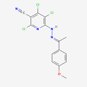 molecular formula C15H11Cl3N4O B3838918 2,4,5-trichloro-6-{2-[1-(4-methoxyphenyl)ethylidene]hydrazino}nicotinonitrile 