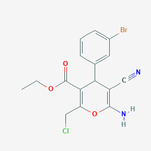 molecular formula C16H14BrClN2O3 B3838927 ethyl 6-amino-4-(3-bromophenyl)-2-(chloromethyl)-5-cyano-4H-pyran-3-carboxylate 
