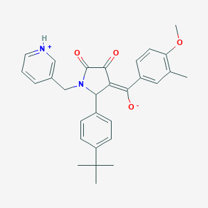 molecular formula C29H30N2O4 B383893 (E)-[2-(4-tert-butylphenyl)-4,5-dioxo-1-(pyridin-1-ium-3-ylmethyl)pyrrolidin-3-ylidene]-(4-methoxy-3-methylphenyl)methanolate CAS No. 488134-34-5
