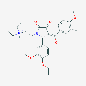 molecular formula C28H36N2O6 B383894 (E)-[1-[2-(diethylazaniumyl)ethyl]-2-(4-ethoxy-3-methoxyphenyl)-4,5-dioxopyrrolidin-3-ylidene]-(4-methoxy-3-methylphenyl)methanolate CAS No. 499116-74-4