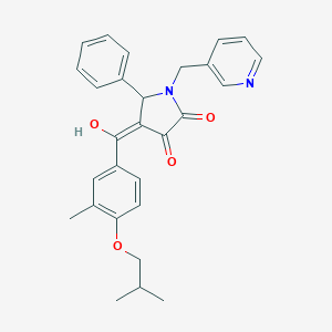 molecular formula C28H28N2O4 B383898 (4E)-4-[hydroxy-[3-methyl-4-(2-methylpropoxy)phenyl]methylidene]-5-phenyl-1-(pyridin-3-ylmethyl)pyrrolidine-2,3-dione CAS No. 488744-96-3