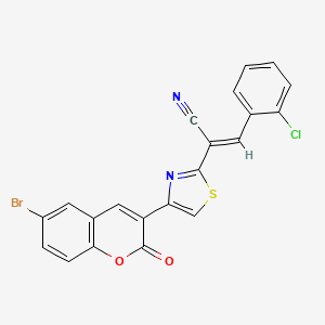 molecular formula C21H10BrClN2O2S B3838999 (2E)-2-[4-(6-bromo-2-oxo-2H-chromen-3-yl)-1,3-thiazol-2-yl]-3-(2-chlorophenyl)prop-2-enenitrile 