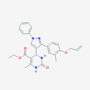 molecular formula C27H28N4O4 B383900 ethyl 6-methyl-4-[3-(3-methyl-4-prop-2-enoxyphenyl)-1-phenylpyrazol-4-yl]-2-oxo-3,4-dihydro-1H-pyrimidine-5-carboxylate CAS No. 955858-17-0