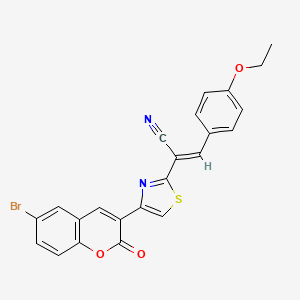 molecular formula C23H15BrN2O3S B3839000 2-[4-(6-bromo-2-oxo-2H-chromen-3-yl)-1,3-thiazol-2-yl]-3-(4-ethoxyphenyl)acrylonitrile 