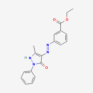 molecular formula C19H18N4O3 B3839035 ethyl 3-[(5-hydroxy-3-methyl-1-phenyl-1H-pyrazol-4-yl)diazenyl]benzoate 