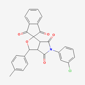molecular formula C27H18ClNO5 B3839060 5-(3-chlorophenyl)-3-(4-methylphenyl)-3a,6a-dihydrospiro[furo[3,4-c]pyrrole-1,2'-indene]-1',3',4,6(3H,5H)-tetrone 
