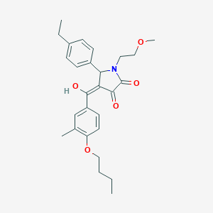 molecular formula C27H33NO5 B383910 (4E)-4-[(4-butoxy-3-methylphenyl)-hydroxymethylidene]-5-(4-ethylphenyl)-1-(2-methoxyethyl)pyrrolidine-2,3-dione CAS No. 497868-30-1