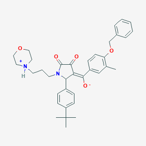 molecular formula C36H42N2O5 B383915 (E)-[4-(benzyloxy)-3-methylphenyl]{2-(4-tert-butylphenyl)-1-[3-(morpholin-4-ium-4-yl)propyl]-4,5-dioxopyrrolidin-3-ylidene}methanolate 