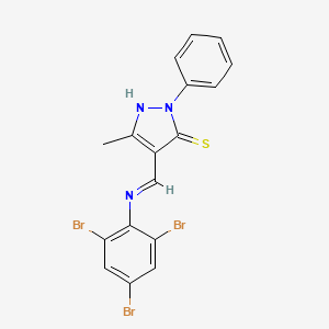 molecular formula C17H12Br3N3S B3839177 5-methyl-2-phenyl-4-{[(2,4,6-tribromophenyl)amino]methylene}-2,4-dihydro-3H-pyrazole-3-thione 
