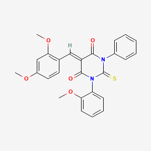 molecular formula C26H22N2O5S B3839203 5-(2,4-dimethoxybenzylidene)-1-(2-methoxyphenyl)-3-phenyl-2-thioxodihydro-4,6(1H,5H)-pyrimidinedione 