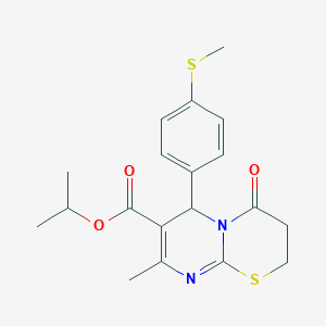 molecular formula C19H22N2O3S2 B383922 isopropyl 8-methyl-6-[4-(methylsulfanyl)phenyl]-4-oxo-3,4-dihydro-2H,6H-pyrimido[2,1-b][1,3]thiazine-7-carboxylate 