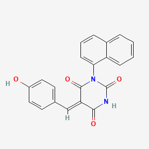 molecular formula C21H14N2O4 B3839248 5-(4-hydroxybenzylidene)-1-(1-naphthyl)-2,4,6(1H,3H,5H)-pyrimidinetrione 