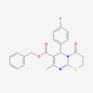 molecular formula C22H19FN2O3S B383925 benzyl 6-(4-fluorophenyl)-8-methyl-4-oxo-3,6-dihydro-2H-pyrimido[2,1-b][1,3]thiazine-7-carboxylate CAS No. 616213-77-5