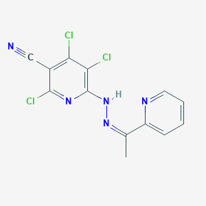 2,4,5-trichloro-6-{2-[1-(2-pyridinyl)ethylidene]hydrazino}nicotinonitrile