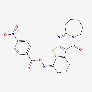 molecular formula C22H20N4O5S B3839276 2,3,8,9,10,11-hexahydro[1]benzothieno[2',3':4,5]pyrimido[1,2-a]azepine-4,13(1H,7H)-dione 4-[O-(4-nitrobenzoyl)oxime] 