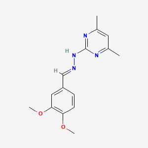 molecular formula C15H18N4O2 B3839356 3,4-dimethoxybenzaldehyde (4,6-dimethyl-2-pyrimidinyl)hydrazone 