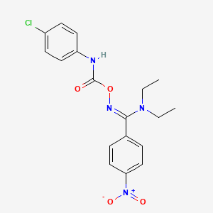 molecular formula C18H19ClN4O4 B3839367 N'-({[(4-chlorophenyl)amino]carbonyl}oxy)-N,N-diethyl-4-nitrobenzenecarboximidamide 