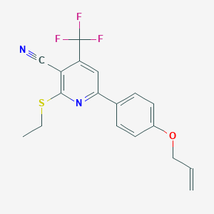 molecular formula C18H15F3N2OS B383940 6-[4-(Allyloxy)phenyl]-2-(ethylthio)-4-(trifluoromethyl)nicotinonitrile 