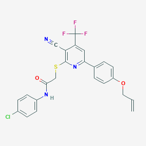 N-(4-chlorophenyl)-2-({3-cyano-6-[4-(prop-2-en-1-yloxy)phenyl]-4-(trifluoromethyl)pyridin-2-yl}sulfanyl)acetamide