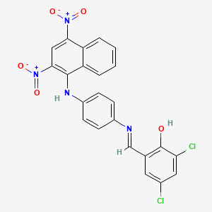 molecular formula C23H14Cl2N4O5 B3839440 2,4-dichloro-6-[({4-[(2,4-dinitro-1-naphthyl)amino]phenyl}imino)methyl]phenol 