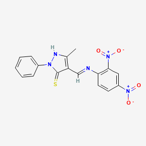 molecular formula C17H13N5O4S B3839464 4-{[(2,4-dinitrophenyl)amino]methylene}-5-methyl-2-phenyl-2,4-dihydro-3H-pyrazole-3-thione 