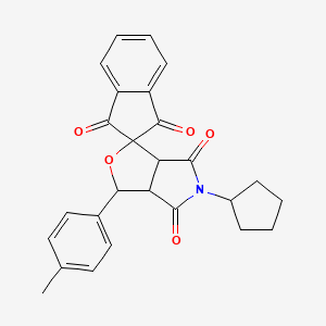 molecular formula C26H23NO5 B3839578 5-cyclopentyl-3-(4-methylphenyl)-3a,6a-dihydrospiro[furo[3,4-c]pyrrole-1,2'-indene]-1',3',4,6(3H,5H)-tetrone 