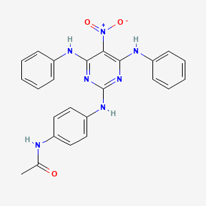 molecular formula C24H21N7O3 B3839606 N-{4-[(4,6-dianilino-5-nitro-2-pyrimidinyl)amino]phenyl}acetamide 