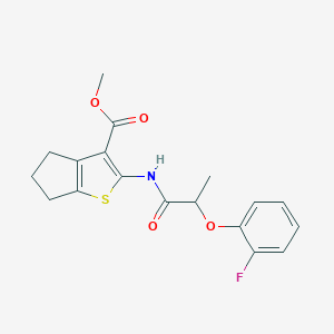 molecular formula C18H18FNO4S B383962 methyl 2-{[2-(2-fluorophenoxy)propanoyl]amino}-5,6-dihydro-4H-cyclopenta[b]thiophene-3-carboxylate 
