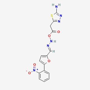 molecular formula C15H12N6O5S B3839643 5-(2-nitrophenyl)-2-furaldehyde {[2-(5-amino-1,3,4-thiadiazol-2-yl)acetyl]oxy}hydrazone 