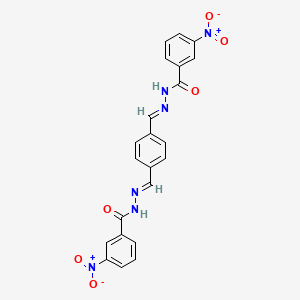 molecular formula C22H16N6O6 B3839649 N',N''-(1,4-phenylenedimethylylidene)bis(3-nitrobenzohydrazide) 