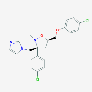 molecular formula C21H21Cl2N3O2 B038397 5-((4-Chlorophenoxy)methyl)-3-(4-chlorophenyl)-3-((1H-imidazol-1-YL)methyl)-2-methylisoxazolidine CAS No. 114372-38-2