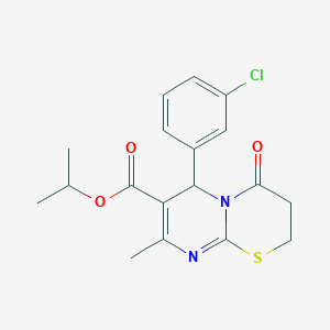 molecular formula C18H19ClN2O3S B383970 propan-2-yl 6-(3-chlorophenyl)-8-methyl-4-oxo-2H,3H,4H,6H-pyrimido[2,1-b][1,3]thiazine-7-carboxylate CAS No. 608494-27-5