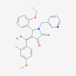 molecular formula C27H26N2O5 B383978 (4E)-5-(2-ethoxyphenyl)-4-[hydroxy-(4-methoxy-2-methylphenyl)methylidene]-1-(pyridin-3-ylmethyl)pyrrolidine-2,3-dione CAS No. 384798-43-0