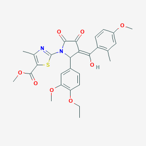 molecular formula C28H28N2O8S B383979 methyl 2-{(3E)-2-(4-ethoxy-3-methoxyphenyl)-3-[hydroxy(4-methoxy-2-methylphenyl)methylidene]-4,5-dioxopyrrolidin-1-yl}-4-methyl-1,3-thiazole-5-carboxylate 