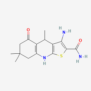 molecular formula C15H19N3O2S B3839812 3-amino-4,7,7-trimethyl-5-oxo-4,5,6,7,8,9-hexahydrothieno[2,3-b]quinoline-2-carboxamide 