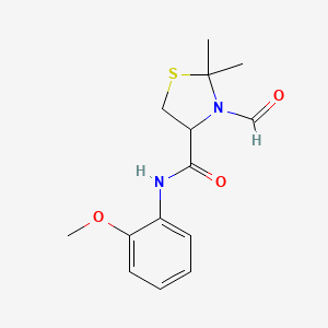 molecular formula C14H18N2O3S B3839916 3-formyl-N-(2-methoxyphenyl)-2,2-dimethyl-1,3-thiazolidine-4-carboxamide 