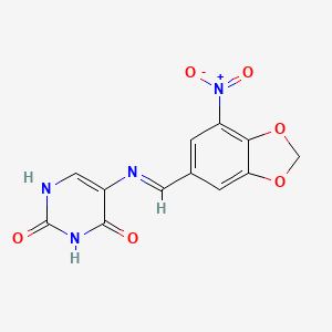 molecular formula C12H8N4O6 B3839930 5-{[(7-nitro-1,3-benzodioxol-5-yl)methylene]amino}-2,4-pyrimidinediol 