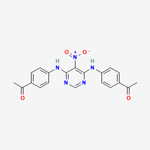 molecular formula C20H17N5O4 B3840029 1,1'-[(5-nitro-4,6-pyrimidinediyl)bis(imino-4,1-phenylene)]diethanone 