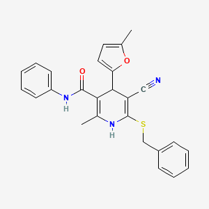 molecular formula C26H23N3O2S B3840054 6-(benzylthio)-5-cyano-2-methyl-4-(5-methyl-2-furyl)-N-phenyl-1,4-dihydro-3-pyridinecarboxamide 