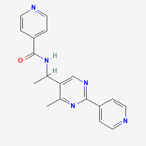 molecular formula C18H17N5O B3840062 N-{1-[4-methyl-2-(4-pyridinyl)-5-pyrimidinyl]ethyl}isonicotinamide 