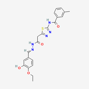 molecular formula C21H21N5O4S B3840092 N-(5-{2-[2-(4-ethoxy-3-hydroxybenzylidene)hydrazino]-2-oxoethyl}-1,3,4-thiadiazol-2-yl)-3-methylbenzamide 