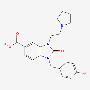 molecular formula C21H22FN3O3 B3840112 1-(4-fluorobenzyl)-2-oxo-3-(2-pyrrolidin-1-ylethyl)-2,3-dihydro-1H-benzimidazole-5-carboxylic acid 