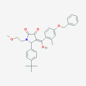 molecular formula C32H35NO5 B384013 (4E)-5-(4-tert-butylphenyl)-4-[hydroxy-(2-methyl-4-phenylmethoxyphenyl)methylidene]-1-(2-methoxyethyl)pyrrolidine-2,3-dione CAS No. 497866-73-6