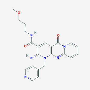 molecular formula C22H22N6O3 B384020 2-imino-N-(3-methoxypropyl)-5-oxo-1-(4-pyridinylmethyl)-1,5-dihydro-2H-dipyrido[1,2-a:2,3-d]pyrimidine-3-carboxamide 